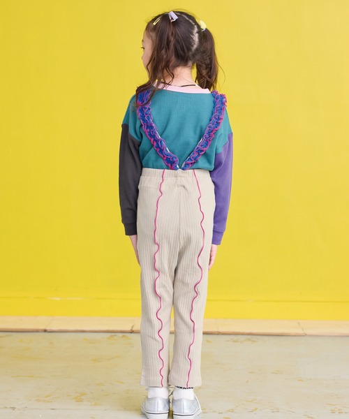 CALMIA(カルミア)の「チュールフリルストラップリブパンツ(その他パンツ・キッズ・レッド/ブラック/ライトブルー/グレー・80/90/100/110/120)」の6枚目の写真