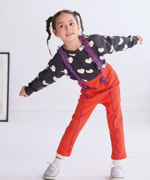 CALMIA(カルミア)の「チュールフリルストラップリブパンツ(その他パンツ・キッズ・レッド/ブラック/ライトブルー/グレー・80/90/100/110/120)」の8枚目の写真