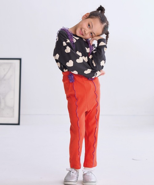 CALMIA(カルミア)の「チュールフリルストラップリブパンツ(その他パンツ・キッズ・レッド/ブラック/ライトブルー/グレー・80/90/100/110/120)」の9枚目の写真