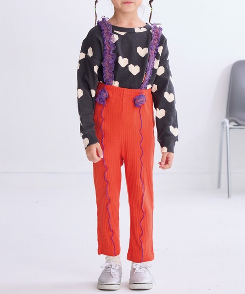 CALMIA(カルミア)の「チュールフリルストラップリブパンツ(その他パンツ・キッズ・レッド/ブラック/ライトブルー/グレー・80/90/100/110/120)」の7枚目の写真