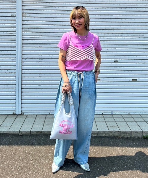 RODEO CROWNS WIDE BOWL(ロデオクラウンズワイドボウル)の「ケミカルTシャツ(Tシャツ/カットソー・レディース・ピンク/ブルー/チャコールグレー・FREE)」の6枚目の写真