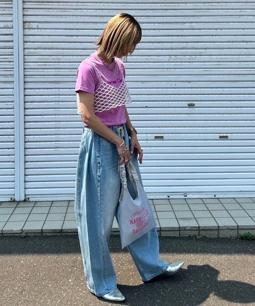 RODEO CROWNS WIDE BOWL(ロデオクラウンズワイドボウル)の「ケミカルTシャツ(Tシャツ/カットソー・レディース・ピンク/ブルー/チャコールグレー・FREE)」の7枚目の写真