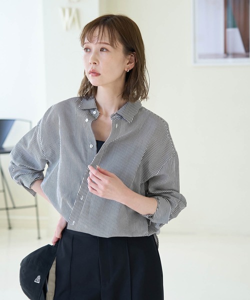 ROPE' PICNIC（ロペピクニック）の「シルク混２WAYシャツ（シャツ/ブラウス・レディース・ブラック/ネイビー/ブルー・38）」の6枚目の写真