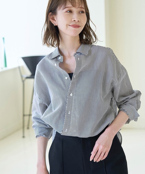 ROPE' PICNIC（ロペピクニック）の「シルク混２WAYシャツ（シャツ/ブラウス・レディース・ブラック/ネイビー/ブルー・38）」の7枚目の写真