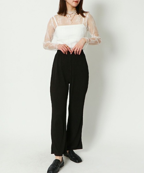 GORGE(ゴージ)の「《ランダムストライプ×美脚シルエット》レディース リラックスパンツ 体型カバー 春夏秋(その他パンツ・レディース・ブラック/ベージュ・F)」の5枚目の写真