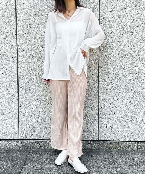 GORGE(ゴージ)の「《ランダムストライプ×美脚シルエット》レディース リラックスパンツ 体型カバー 春夏秋(その他パンツ・レディース・ブラック/ベージュ・F)」の4枚目の写真