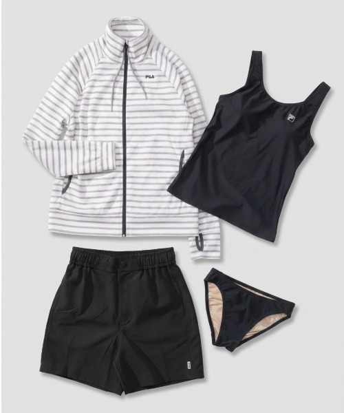 FILA(フィラ)の「ラッシュガード付き・タンキニデザイン4点セット水着(水着・レディース・グリーン/ピンク/ブラック/グレー・7号/11号/9号/13号)」の3枚目の写真