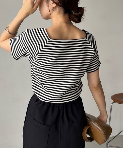 CAPRICIEUX LE'MAGE(カプリシューレマージュ)の「ミニ袖スクエアネックTシャツ(Tシャツ/カットソー・レディース・ブラック系その他/ブラック/ホワイト/ブラウン・FREE)」の16枚目の写真