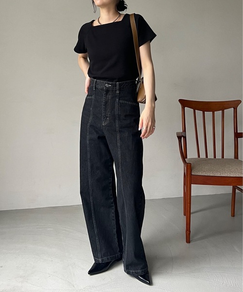 CAPRICIEUX LE'MAGE(カプリシューレマージュ)の「ミニ袖スクエアネックTシャツ(Tシャツ/カットソー・レディース・ブラック系その他/ブラック/ホワイト/ブラウン・FREE)」の12枚目の写真