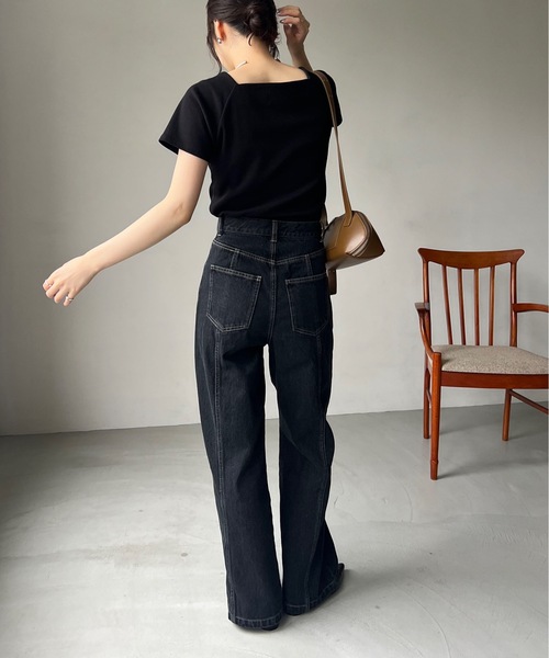 CAPRICIEUX LE'MAGE(カプリシューレマージュ)の「ミニ袖スクエアネックTシャツ(Tシャツ/カットソー・レディース・ブラック系その他/ブラック/ホワイト/ブラウン・FREE)」の11枚目の写真