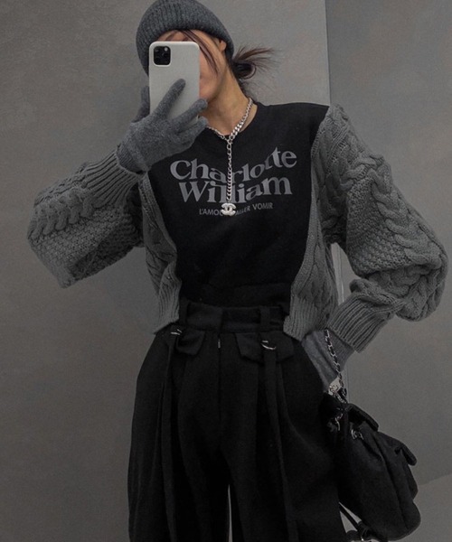 meJane(ミージェーン)の「ニットドッキング ロゴスウェットトレーナー(スウェット・レディース・ブラック/グレー/ブルー・FREE)」の5枚目の写真