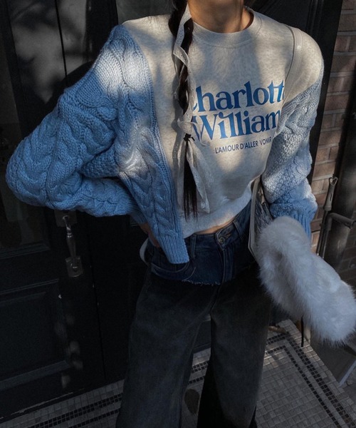 meJane(ミージェーン)の「ニットドッキング ロゴスウェットトレーナー(スウェット・レディース・ブラック/グレー/ブルー・FREE)」の11枚目の写真