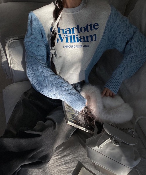 meJane(ミージェーン)の「ニットドッキング ロゴスウェットトレーナー(スウェット・レディース・ブラック/グレー/ブルー・FREE)」の12枚目の写真