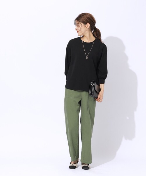 DRESKIP（ドレスキップ）の「◆【2点セット/7分袖】ネックレス付き お袖パイピングトップス（シャツ/ブラウス・レディース・ライトベージュ/ブルー/ブラック/サンドベージュ・03/02/04）」の7枚目の写真