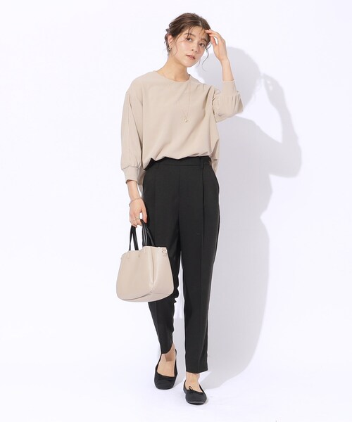 DRESKIP（ドレスキップ）の「◆【2点セット/7分袖】ネックレス付き お袖パイピングトップス（シャツ/ブラウス・レディース・ライトベージュ/ブルー/ブラック/サンドベージュ・03/02/04）」の11枚目の写真