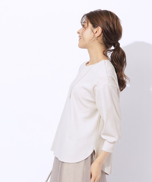 DRESKIP（ドレスキップ）の「◆【2点セット/7分袖】ネックレス付き お袖パイピングトップス（シャツ/ブラウス・レディース・ライトベージュ/ブルー/ブラック/サンドベージュ・03/02/04）」の18枚目の写真