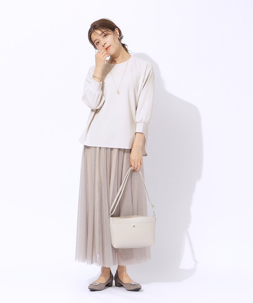 DRESKIP（ドレスキップ）の「◆【2点セット/7分袖】ネックレス付き お袖パイピングトップス（シャツ/ブラウス・レディース・ライトベージュ/ブルー/ブラック/サンドベージュ・03/02/04）」の19枚目の写真