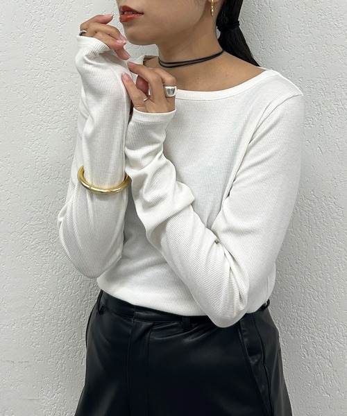 LOUNGEDRESS（ラウンジドレス）の「BASICテレコロンT（Tシャツ/カットソー・レディース・ブラック/オフホワイト/チャコールグレー/ライトグレー・FREE）」の2枚目の写真