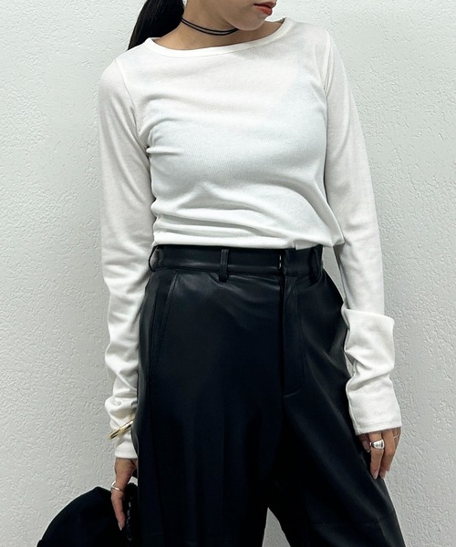 LOUNGEDRESS（ラウンジドレス）の「BASICテレコロンT（Tシャツ/カットソー・レディース・ブラック/オフホワイト/チャコールグレー/ライトグレー・FREE）」の11枚目の写真