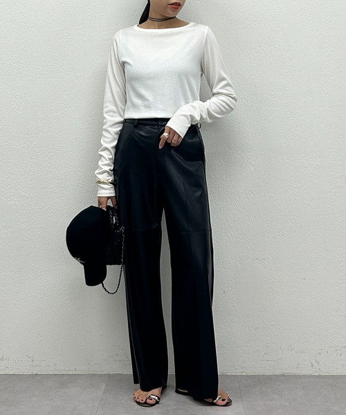 LOUNGEDRESS（ラウンジドレス）の「BASICテレコロンT（Tシャツ/カットソー・レディース・ブラック/オフホワイト/チャコールグレー/ライトグレー・FREE）」の5枚目の写真