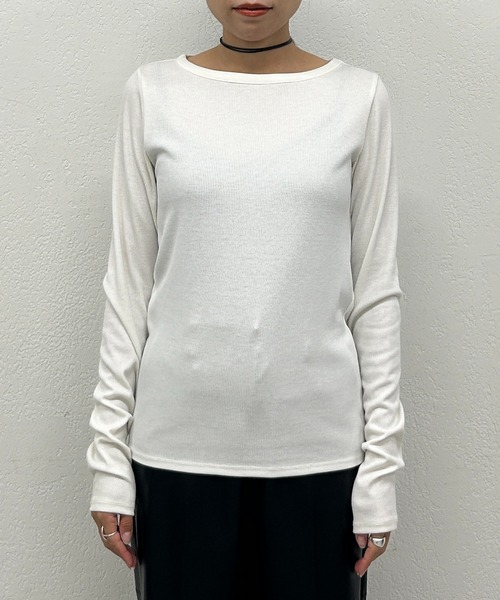 LOUNGEDRESS（ラウンジドレス）の「BASICテレコロンT（Tシャツ/カットソー・レディース・ブラック/オフホワイト/チャコールグレー/ライトグレー・FREE）」の18枚目の写真