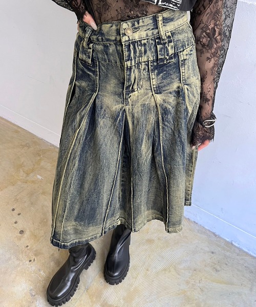 Jewelobe（ジュエローブ）の「ピンタックプリーツミドルデニムスカート（デニムスカート・レディース・インディゴブルー・M/S）」の10枚目の写真