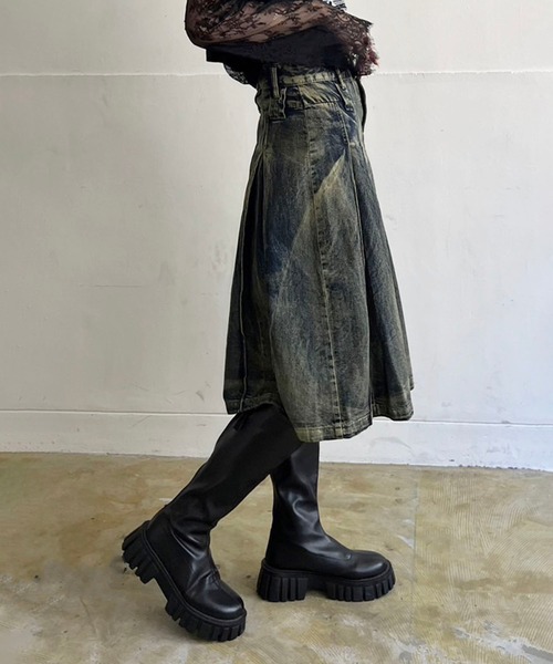 Jewelobe（ジュエローブ）の「ピンタックプリーツミドルデニムスカート（デニムスカート・レディース・インディゴブルー・M/S）」の8枚目の写真