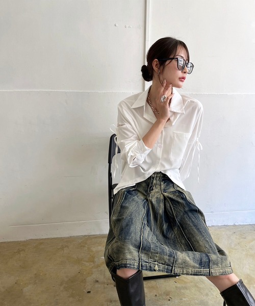 Jewelobe（ジュエローブ）の「ピンタックプリーツミドルデニムスカート（デニムスカート・レディース・インディゴブルー・M/S）」の13枚目の写真