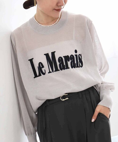 le.coeur blanc(ルクールブラン)の「シアー刺繍ロゴニット(ニット/セーター・レディース・ベージュ/ライトグレー/ブラック・38)」の3枚目の写真
