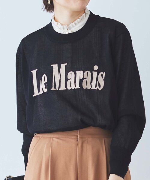 le.coeur blanc(ルクールブラン)の「シアー刺繍ロゴニット(ニット/セーター・レディース・ベージュ/ライトグレー/ブラック・38)」の1枚目の写真