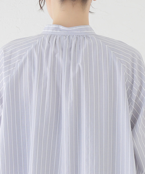 SLOBE IENA（スローブイエナ）の「コットンAラインチュニックワンピース（シャツワンピース・レディース・ネイビー/グレー・FREE）」の20枚目の写真