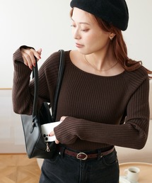 【WEB限定】モチモチリブサムホールボートネック