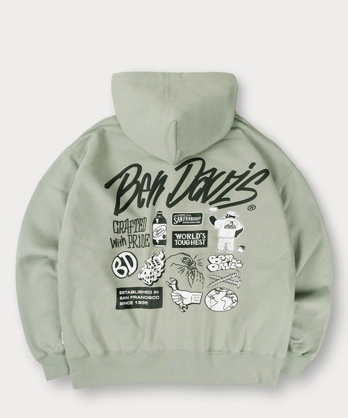 BEN DAVIS(ベンデイビス)の「【BENDAVIS/ベンデイビス】SELECTION ZIP HOODIE/タギングロゴ バックプリント フルジップフーディー オーバーサイズ 裏起毛(パーカー・メンズ・アッシュグレー/ブラック/グリーン/ネイビー・M/L/XL)」の10枚目の写真