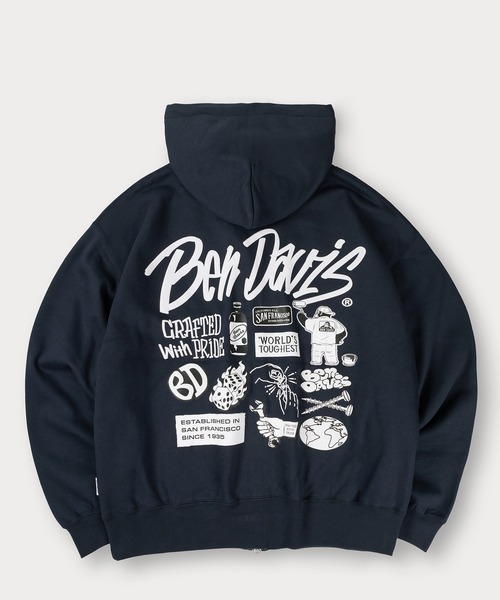 BEN DAVIS(ベンデイビス)の「【BENDAVIS/ベンデイビス】SELECTION ZIP HOODIE/タギングロゴ バックプリント フルジップフーディー オーバーサイズ 裏起毛(パーカー・メンズ・アッシュグレー/ブラック/グリーン/ネイビー・M/L/XL)」の12枚目の写真
