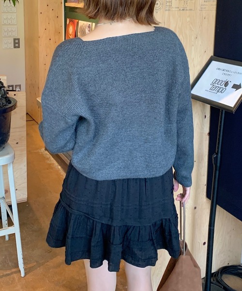 Teem Store(チームストア)の「リボン ショート カーディガン 長袖ニットトップス(カーディガン/ボレロ・レディース・ブラック/グリーン/ピンク/グレー/アイボリー・F)」の8枚目の写真