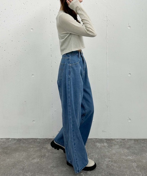 archives（アルシーヴ）の「リボン刺繍ワイドデニム（デニムパンツ・レディース・ブラック/ロイヤルブルー/ブルー・SMALL/MEDIUM）」の15枚目の写真