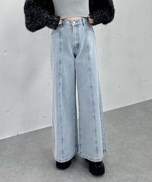 archives（アルシーヴ）の「リボン刺繍ワイドデニム（デニムパンツ・レディース・ブラック/ロイヤルブルー/ブルー・SMALL/MEDIUM）」の21枚目の写真