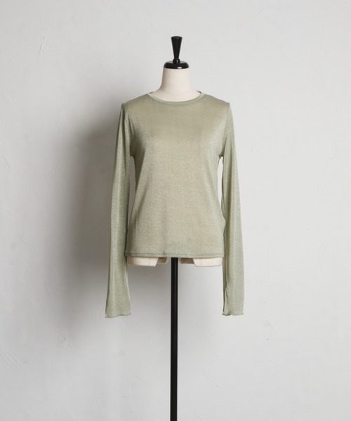 tocco closet(トッコ クローゼット)の「【ZOZO限定】長袖ラメシアーカットクルートップス(Tシャツ/カットソー・レディース・ミント/ブラック/グレー・M)」の4枚目の写真