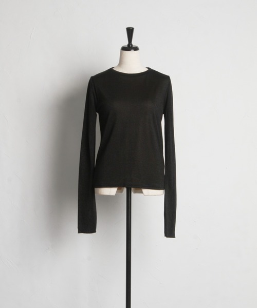 tocco closet(トッコ クローゼット)の「【ZOZO限定】長袖ラメシアーカットクルートップス(Tシャツ/カットソー・レディース・ミント/ブラック/グレー・M)」の5枚目の写真