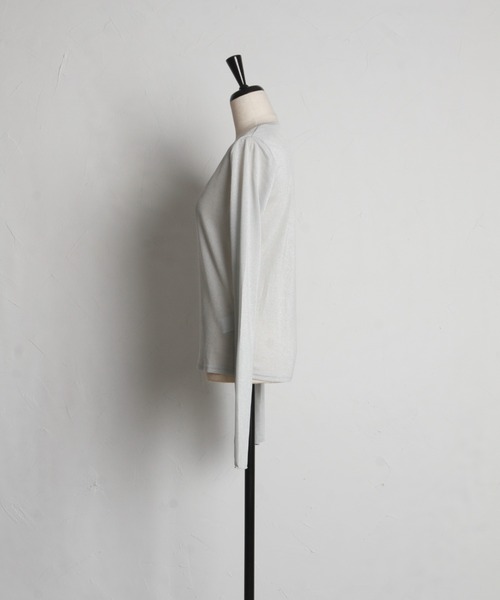 tocco closet(トッコ クローゼット)の「【ZOZO限定】長袖ラメシアーカットクルートップス(Tシャツ/カットソー・レディース・ミント/ブラック/グレー・M)」の7枚目の写真