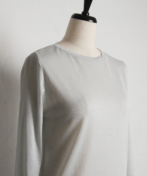 tocco closet(トッコ クローゼット)の「【ZOZO限定】長袖ラメシアーカットクルートップス(Tシャツ/カットソー・レディース・ミント/ブラック/グレー・M)」の10枚目の写真
