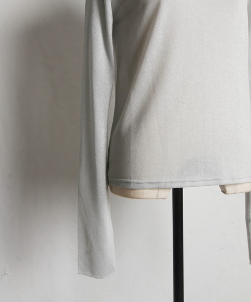 tocco closet(トッコ クローゼット)の「【ZOZO限定】長袖ラメシアーカットクルートップス(Tシャツ/カットソー・レディース・ミント/ブラック/グレー・M)」の11枚目の写真