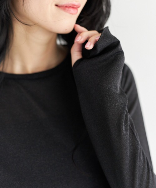 tocco closet(トッコ クローゼット)の「【ZOZO限定】長袖ラメシアーカットクルートップス(Tシャツ/カットソー・レディース・ミント/ブラック/グレー・M)」の15枚目の写真