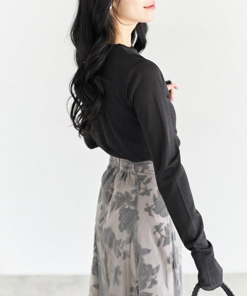 tocco closet(トッコ クローゼット)の「【ZOZO限定】長袖ラメシアーカットクルートップス(Tシャツ/カットソー・レディース・ミント/ブラック/グレー・M)」の14枚目の写真