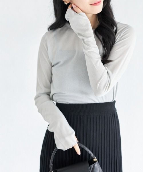 tocco closet(トッコ クローゼット)の「【ZOZO限定】長袖ラメシアーカットクルートップス(Tシャツ/カットソー・レディース・ミント/ブラック/グレー・M)」の17枚目の写真