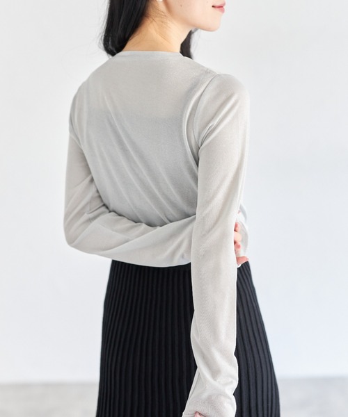 tocco closet(トッコ クローゼット)の「【ZOZO限定】長袖ラメシアーカットクルートップス(Tシャツ/カットソー・レディース・ミント/ブラック/グレー・M)」の18枚目の写真