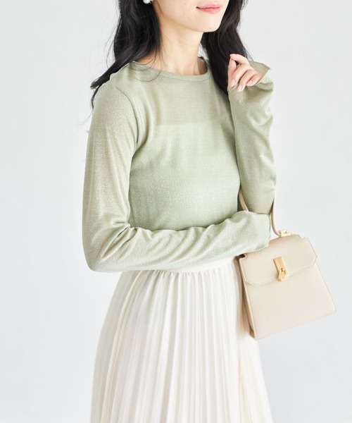tocco closet(トッコ クローゼット)の「【ZOZO限定】長袖ラメシアーカットクルートップス(Tシャツ/カットソー・レディース・ミント/ブラック/グレー・M)」の20枚目の写真