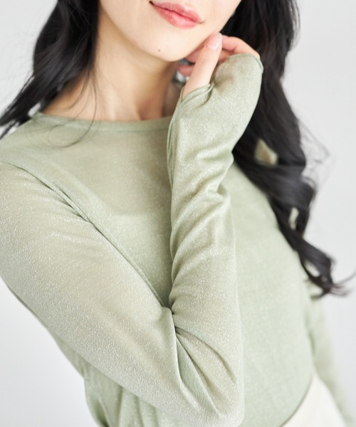 tocco closet(トッコ クローゼット)の「【ZOZO限定】長袖ラメシアーカットクルートップス(Tシャツ/カットソー・レディース・ミント/ブラック/グレー・M)」の22枚目の写真