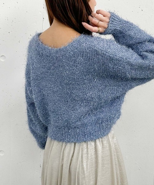 archives（アルシーヴ）の「ラメフェザーショートニットカーディガン（ニット/セーター・レディース・アイボリー/オレンジ/グレー/ブルー・MEDIUM）」の16枚目の写真