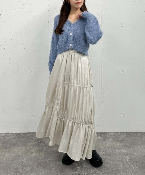 archives（アルシーヴ）の「ラメフェザーショートニットカーディガン（ニット/セーター・レディース・アイボリー/オレンジ/グレー/ブルー・MEDIUM）」の18枚目の写真